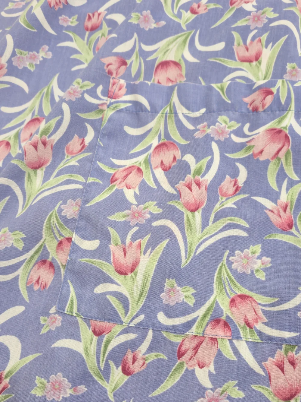 Vintage Crowntuft Blue Floral House Coat Robe House Dress Grannycore 2XL Cottage